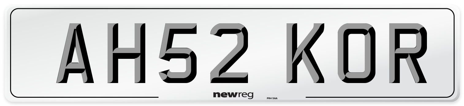 AH52 KOR Number Plate from New Reg